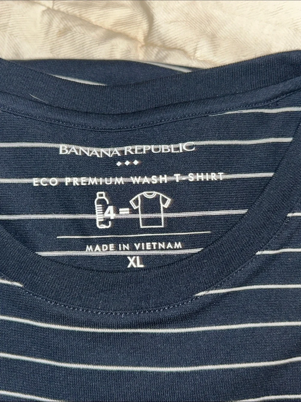 Banana Republic Navy and White Short Sleeve Striped T-shirt. Never worn